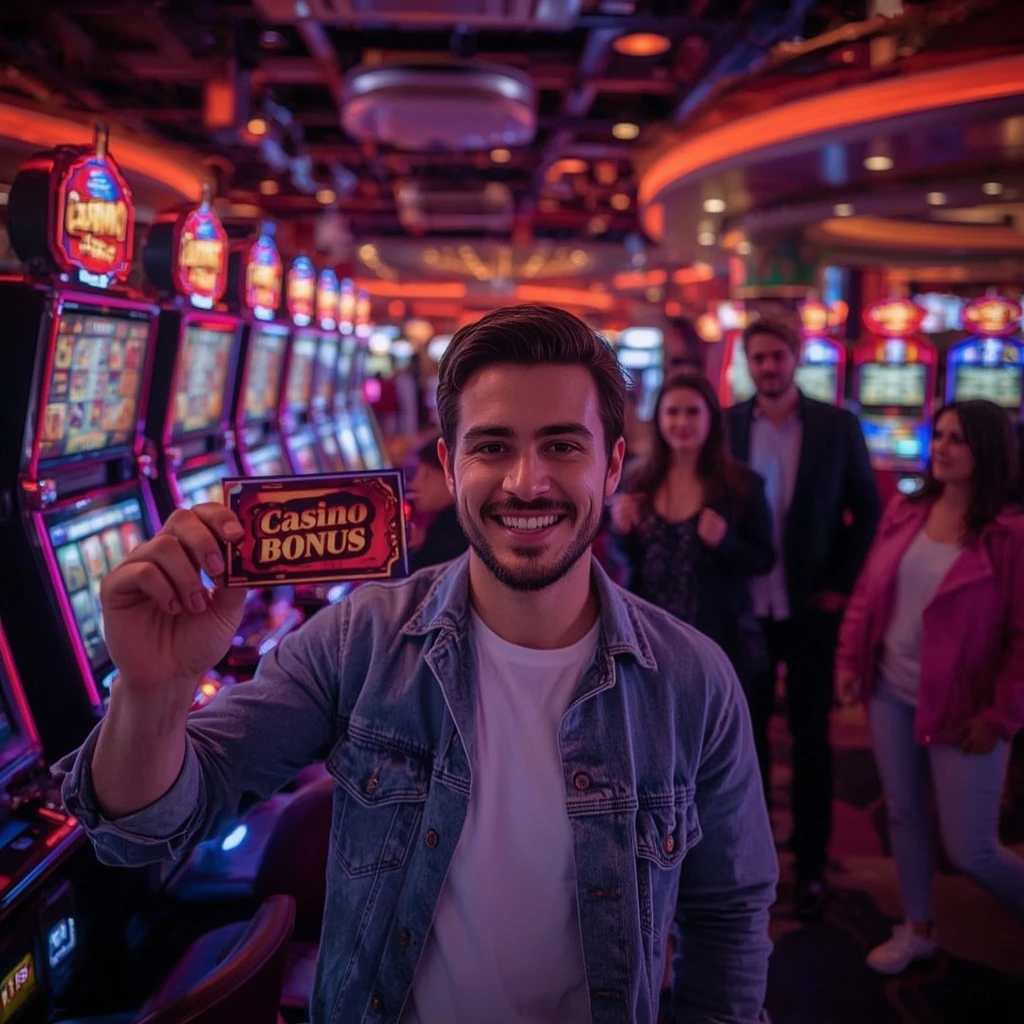 une personne tenant un bonus AMON CASINO